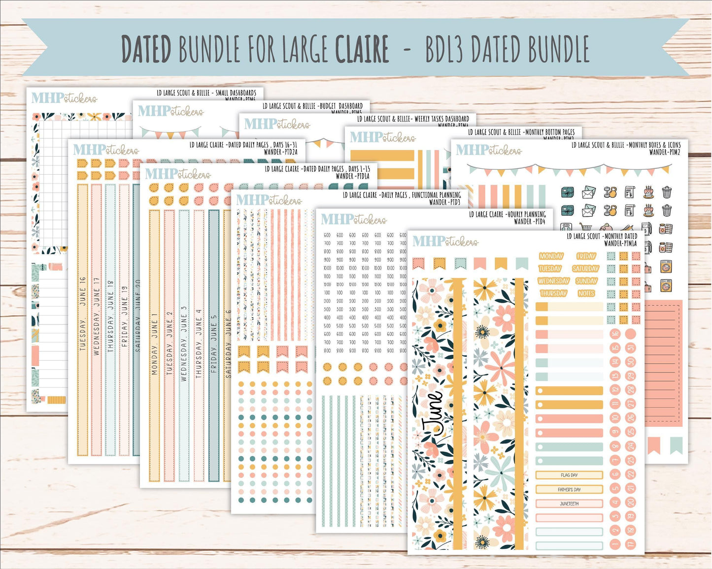 JUNE 2026 Stickers for the Large Scout & Large Claire Laurel Denise Planners "Wander" || PT