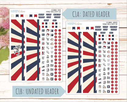 JULY 2026 Stickers for The Carmen Laurel Denise Planner "Vintage Stars & Stripes" || C