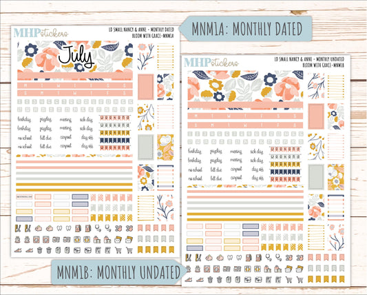 JULY 2026 Stickers for Small Nancy & Anne Laurel Denise Planners "Bloom with Grace" || MN