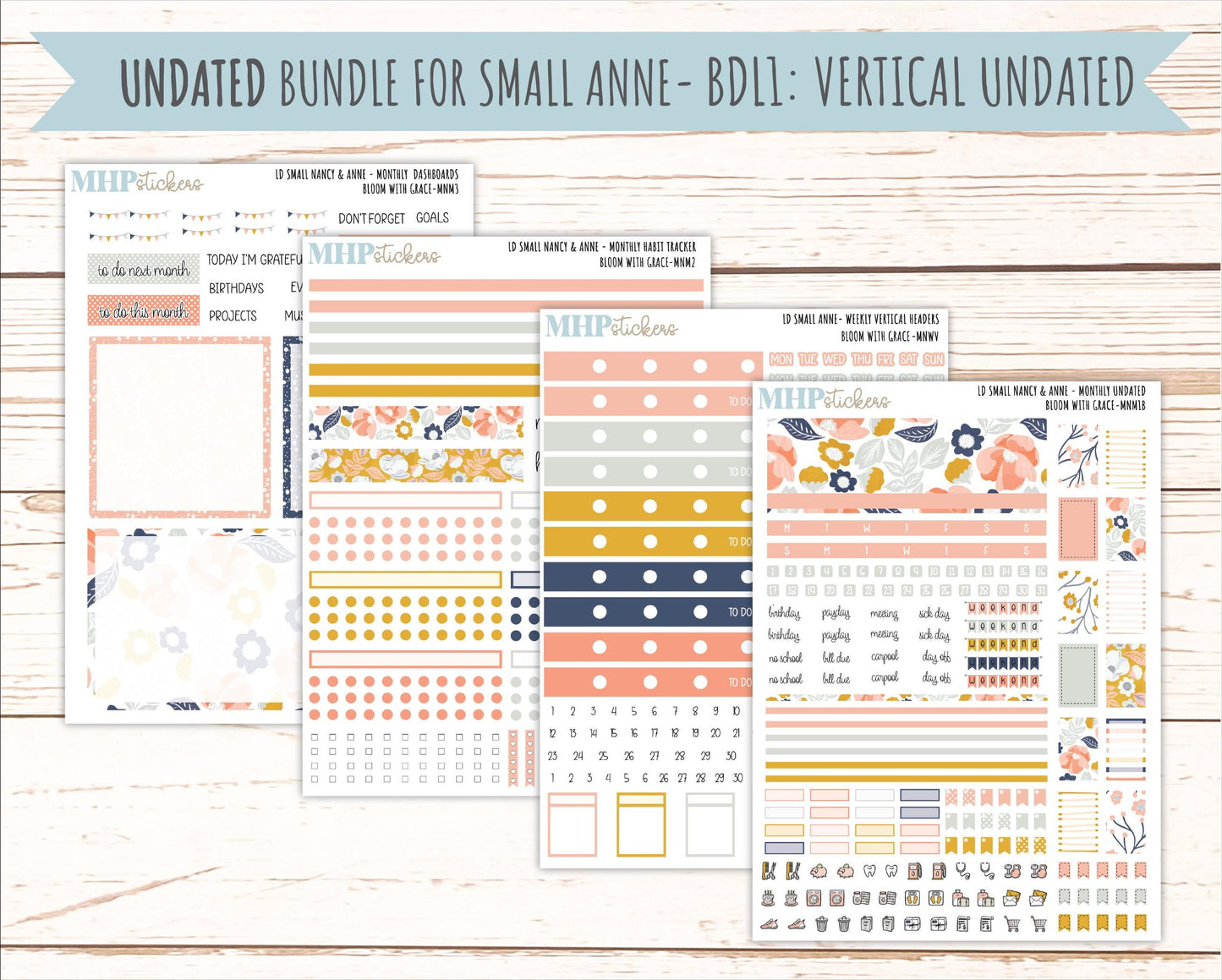 JULY 2026 Stickers for Small Nancy & Anne Laurel Denise Planners "Bloom with Grace" || MN