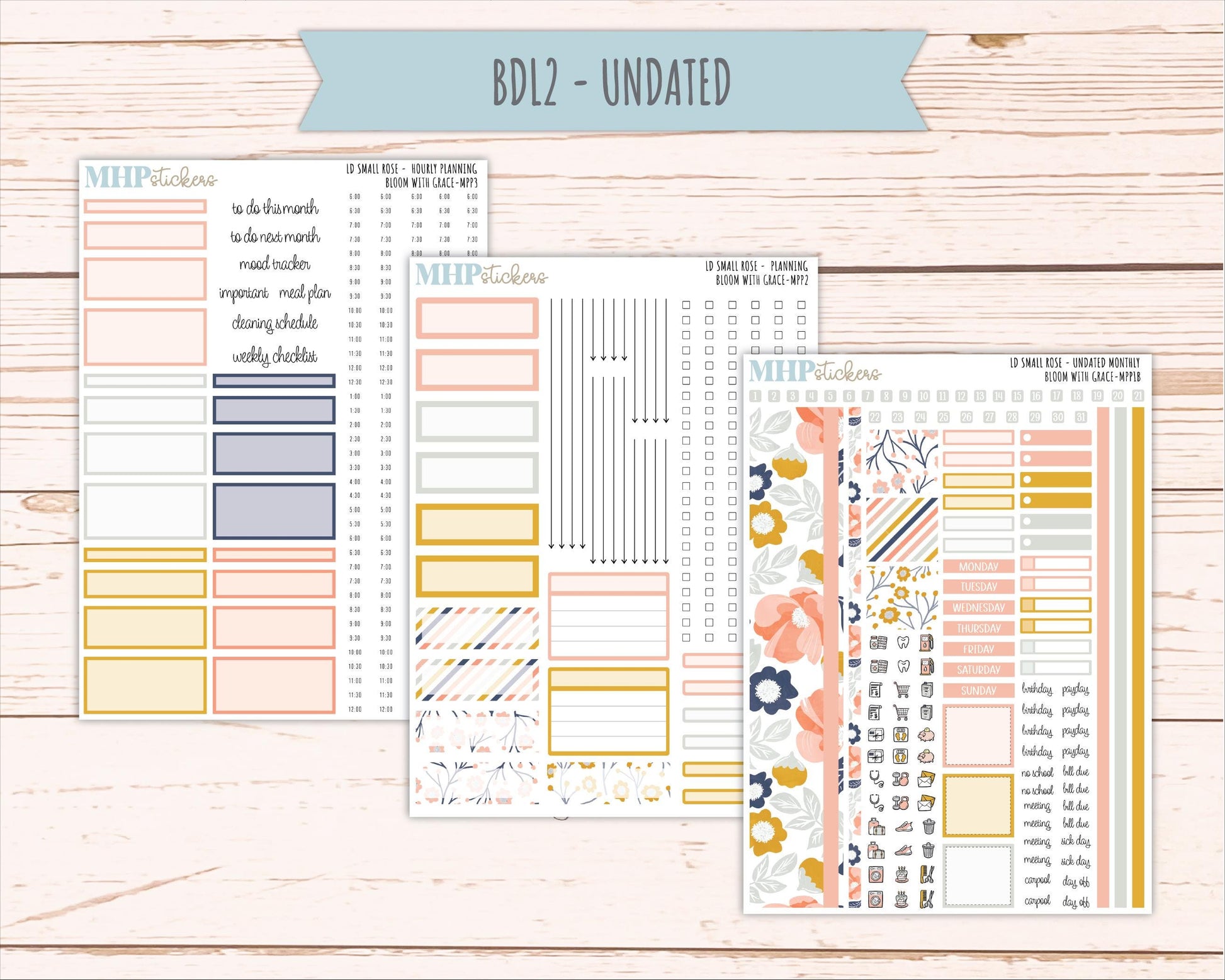 JULY 2026 Stickers for The Small Rose Laurel Denise Planner. "Bloom with Grace" || MPP