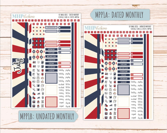 JULY 2026 Stickers for The Small Rose Laurel Denise Planner. "Vintage Stars & Stripes" || MPP