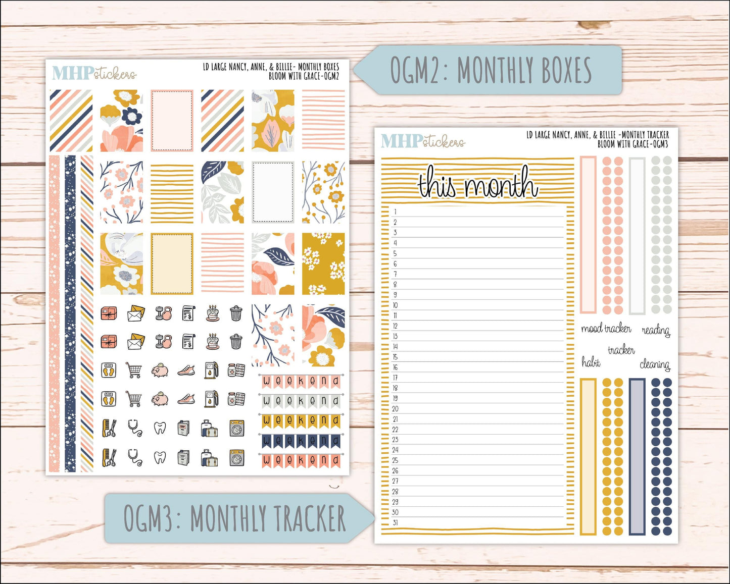 JULY 2026 Stickers for Large Nancy, Anne, & Billie Planners. Laurel Denise Planners. "Bloom with Grace" || OG