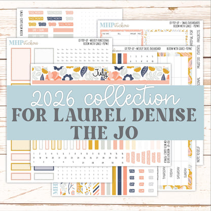 JULY 2026 Stickers for The Jo, Laurel Denise Planner "Bloom with Grace" || POP