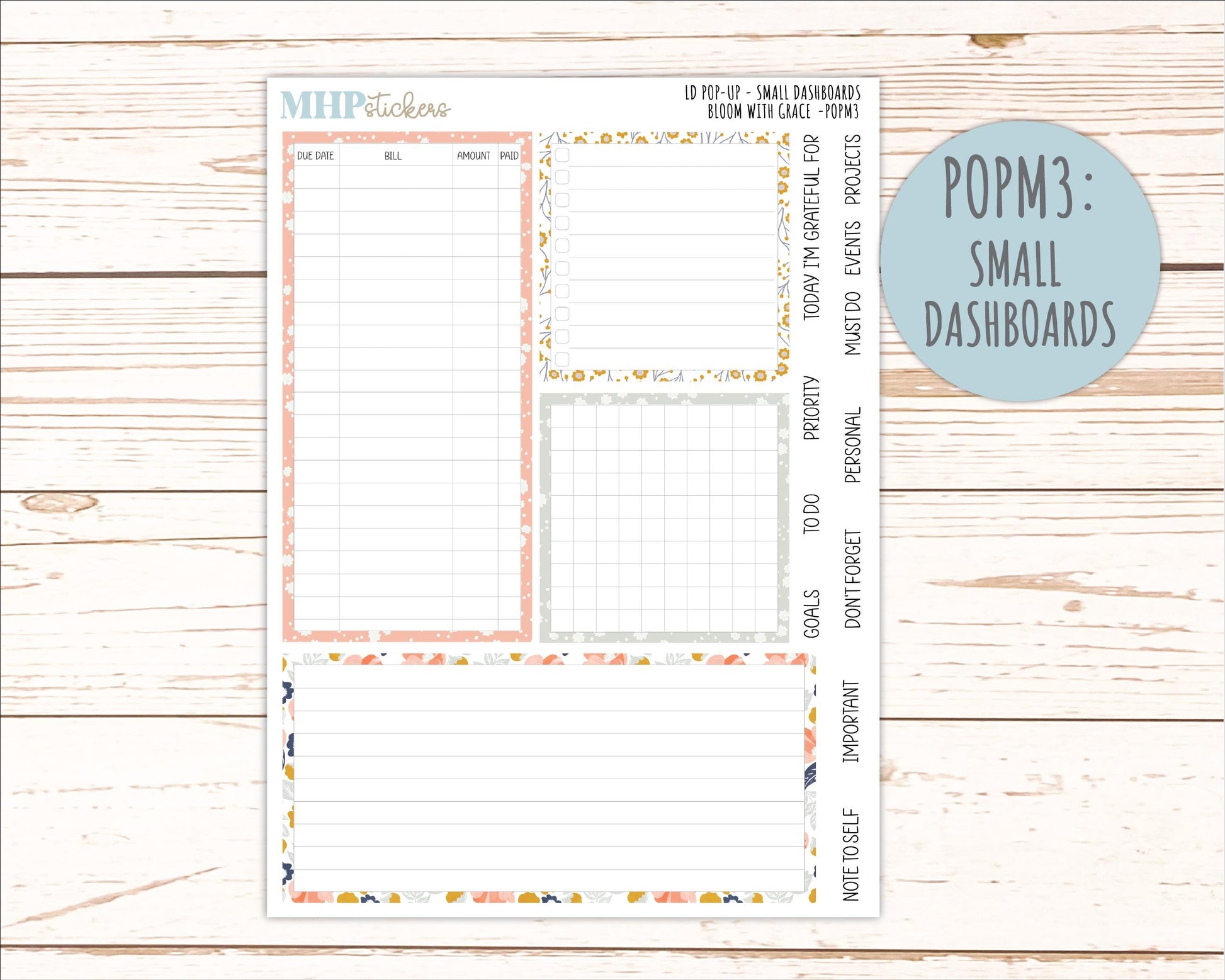 JULY 2026 Stickers for The Jo, Laurel Denise Planner "Bloom with Grace" || POP