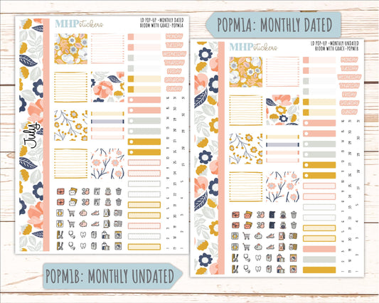 JULY 2026 Stickers for The Jo, Laurel Denise Planner "Bloom with Grace" || POP