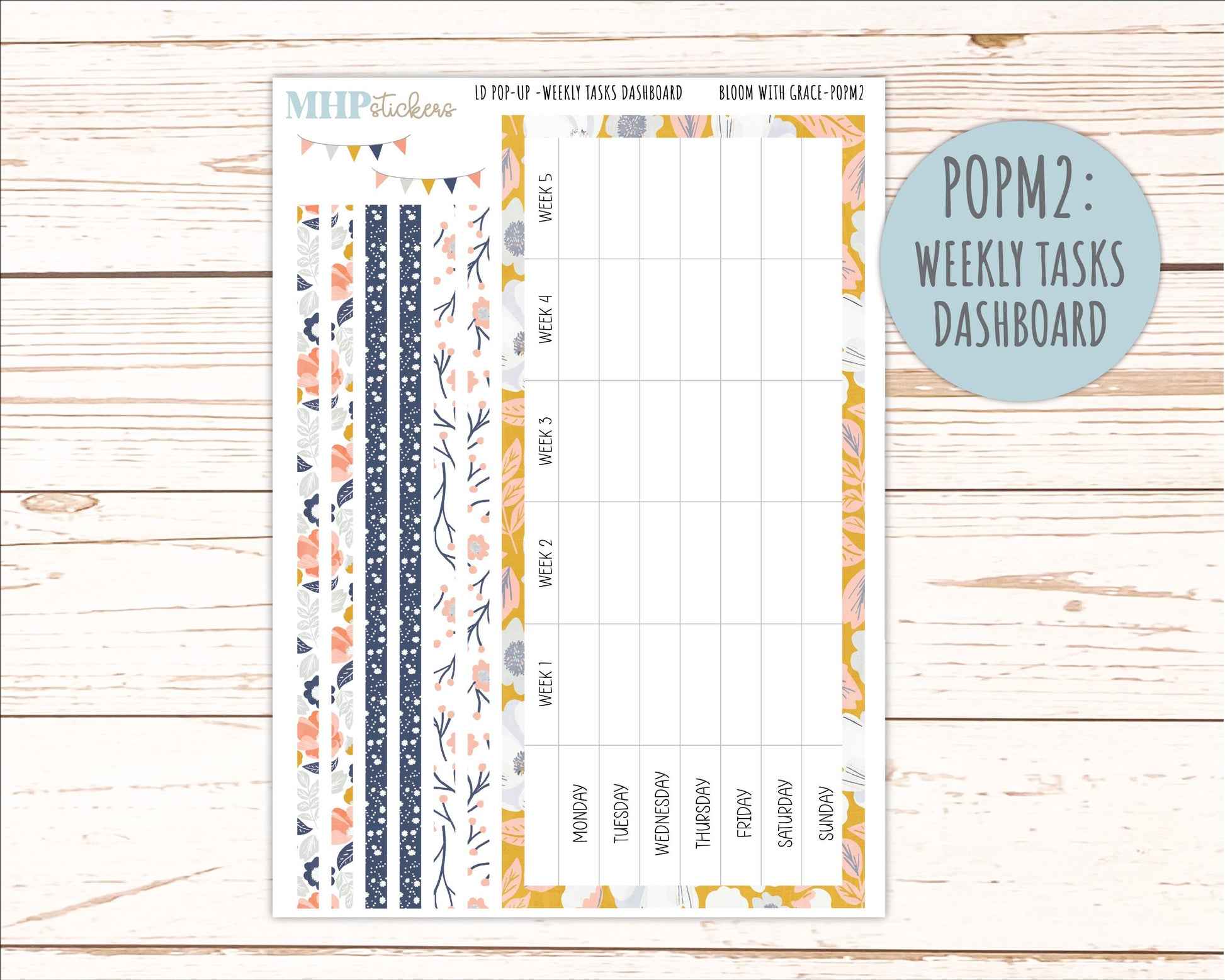 JULY 2026 Stickers for The Jo, Laurel Denise Planner "Bloom with Grace" || POP