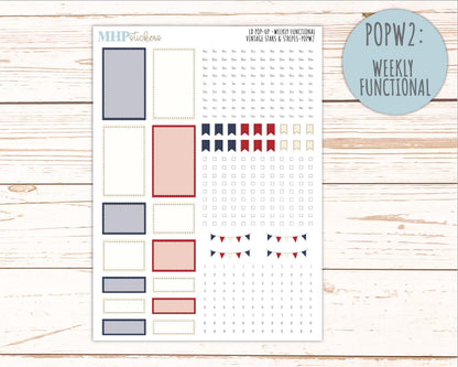 JULY 2026 Stickers for The Jo, Laurel Denise Planner "Vintage Stars & Stripes" || POP