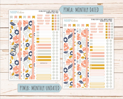 JULY 2026 Stickers for the Large Scout, Large Claire and Large Luna Laurel Denise Planners "Bloom with Grace" || PT