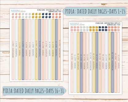JULY 2026 Stickers for the Large Scout, Large Claire and Large Luna Laurel Denise Planners "Bloom with Grace" || PT
