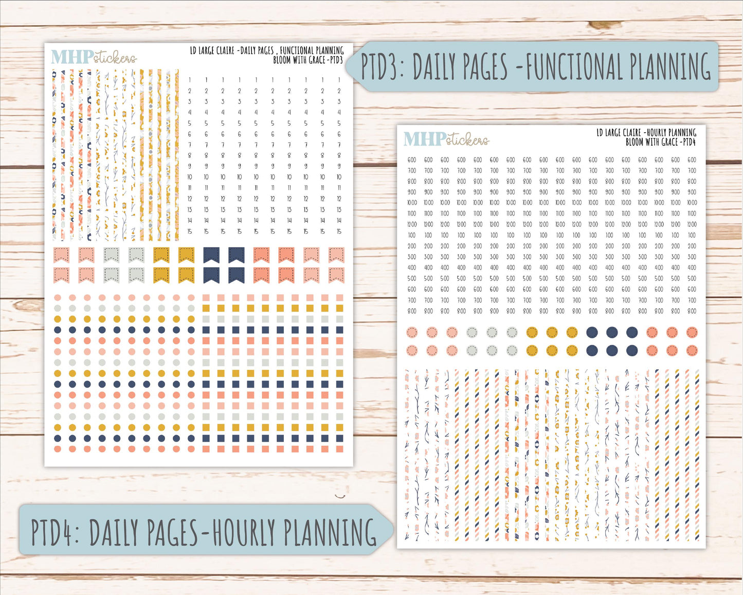 JULY 2026 Stickers for the Large Scout, Large Claire and Large Luna Laurel Denise Planners "Bloom with Grace" || PT
