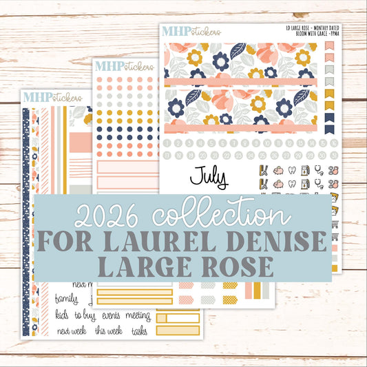 JULY 2026 Stickers for the Large Rose Laurel Denise Planner. "Bloom with Grace" || PP