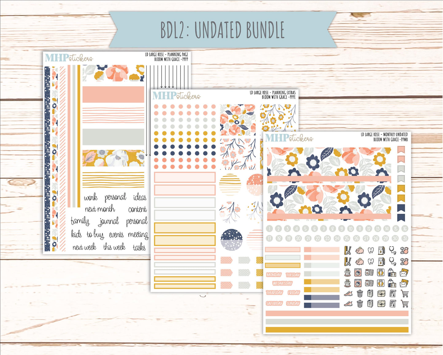 JULY 2026 Stickers for the Large Rose Laurel Denise Planner. "Bloom with Grace" || PP