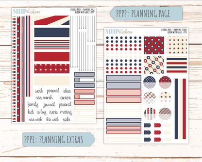 JULY 2026 Stickers for the Large Rose Laurel Denise Planner. "Vintage Stars & Stripes" || PP