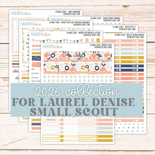 JULY 2026 Stickers for the Small Scout Planner. For Laurel Denise Planners. "Bloom with Grace" ||SS