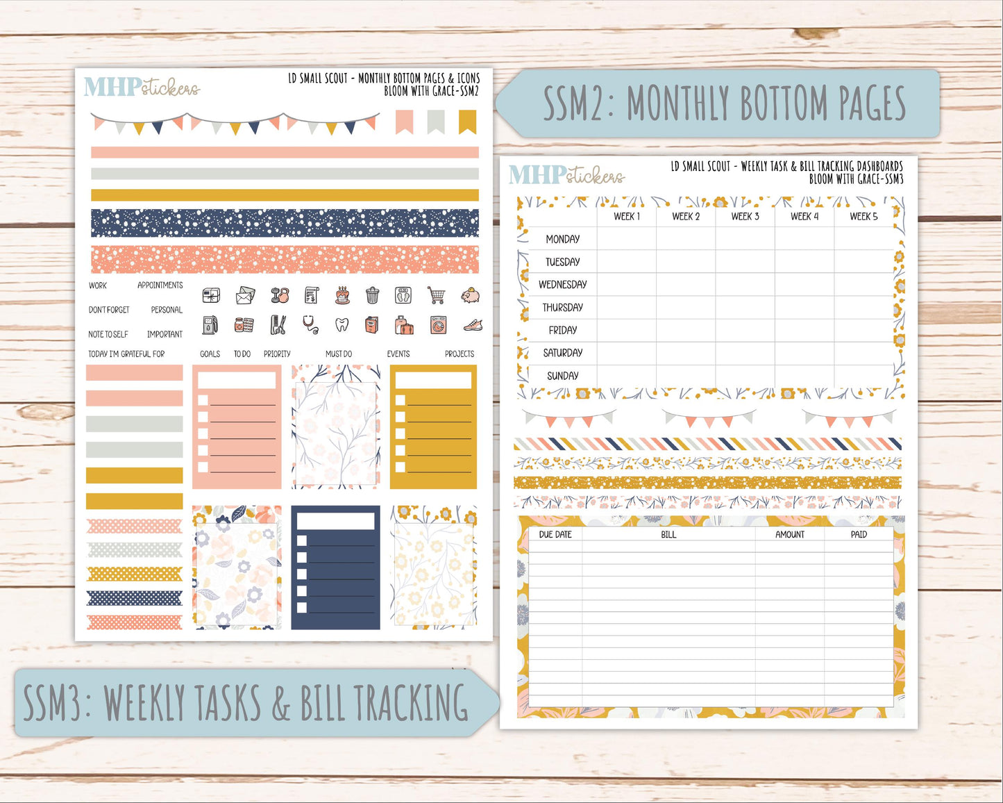 JULY 2026 Stickers for the Small Scout Planner. For Laurel Denise Planners. "Bloom with Grace" ||SS