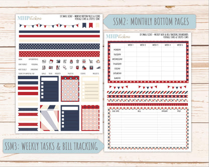 JULY 2026 Stickers for the Small Scout Planner. For Laurel Denise Planners. "Vintage Stars & Stripes" ||SS