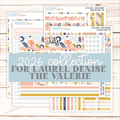 JULY Stickers for The Valerie Laurel Denise Planner "Bloom with Grace" || TC
