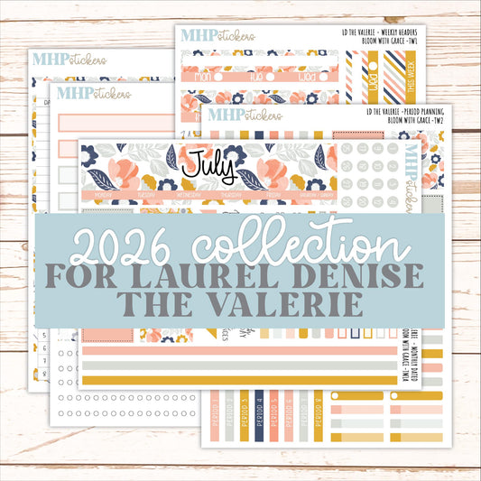 JULY Stickers for The Valerie Laurel Denise Planner "Bloom with Grace" || TC