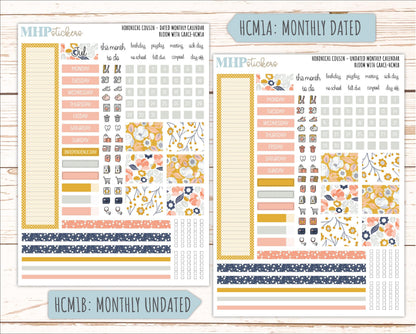 JULY 2026 Stickers for Hobonichi Cousin. A5 Planners "Bloom with Grace" || HC