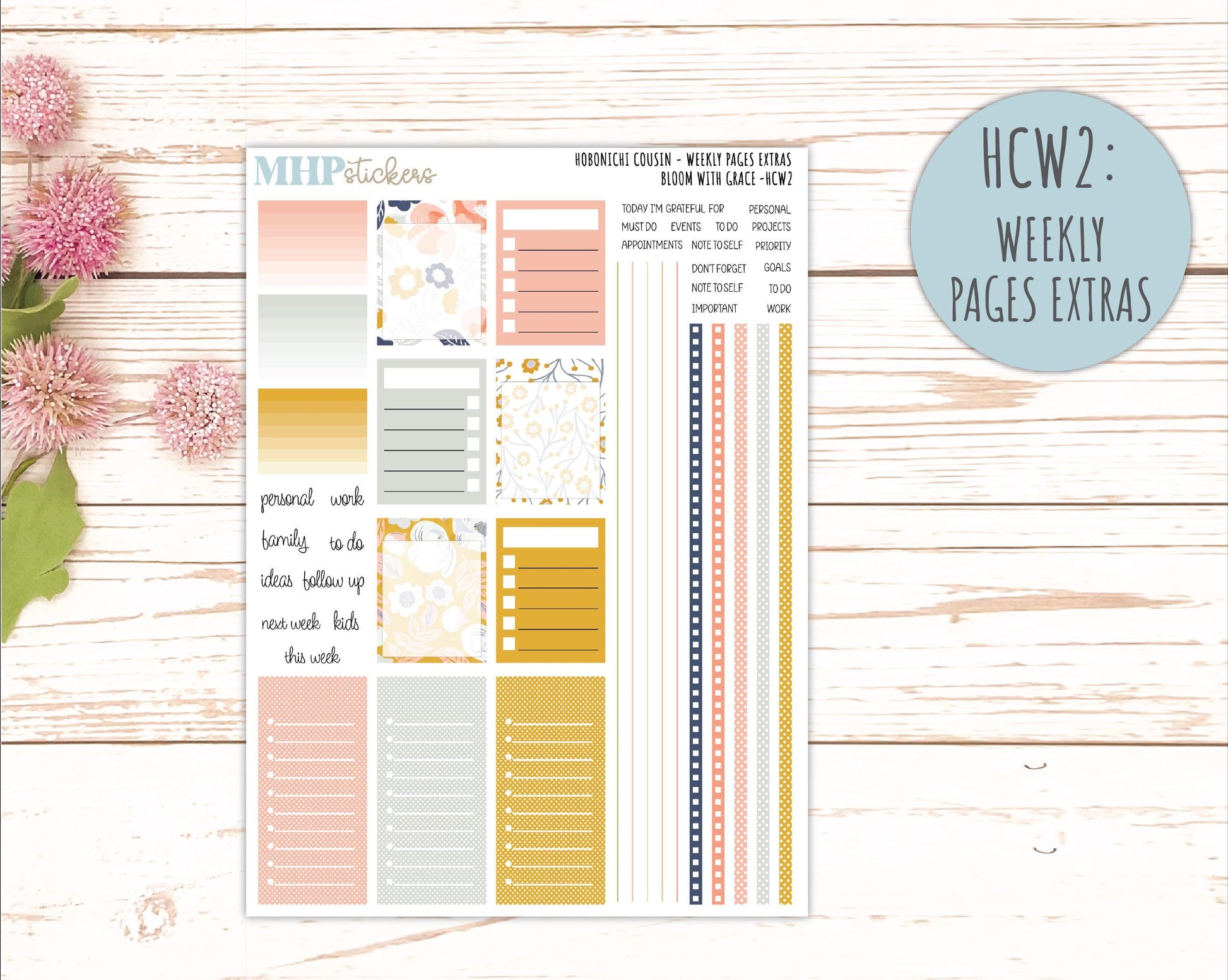 JULY 2026 Stickers for Hobonichi Cousin. A5 Planners "Bloom with Grace" || HC