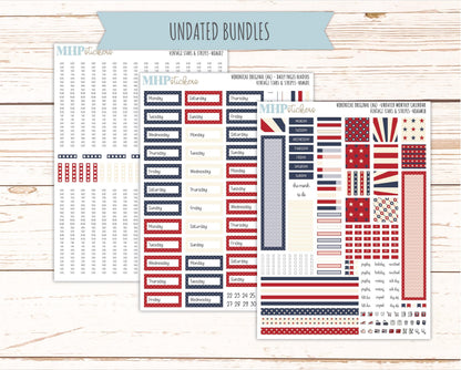 JULY 2026 Stickers for Hobonichi Techo Original. A6 Planners "Vintage Stars & Stripes" || HO