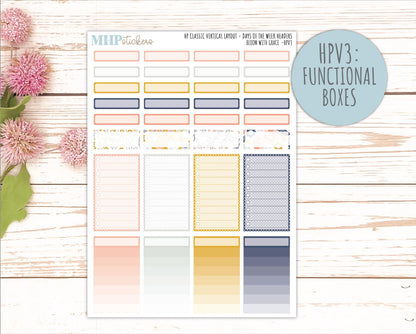 JULY Stickers for Happy Planner Classic Vertical Layout. 2026 Collection. "Bloom with Grace" || HPV