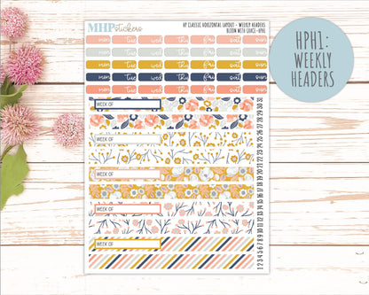 JULY Stickers for Happy Planner Classic Horizontal Layout. 2026 Collection. "Bloom with Grace" || HPH