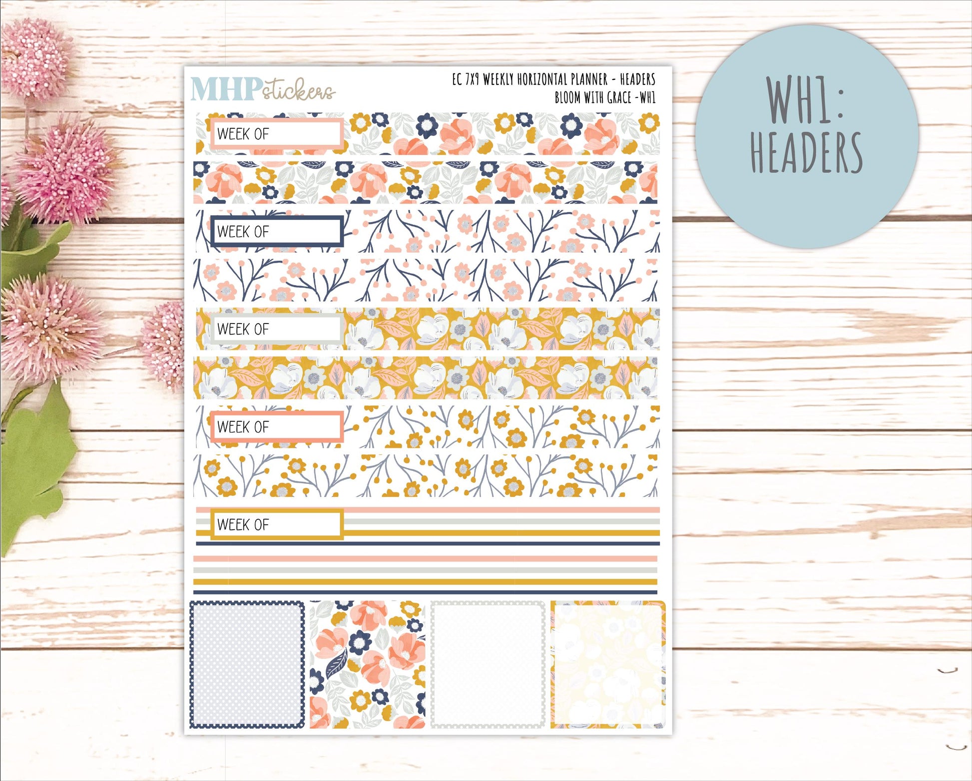 JULY Weekly Horizontal Planning Kit for 7x9 Erin Condren Planners. 2026 Collection "Blomom with Grace" || ECWH