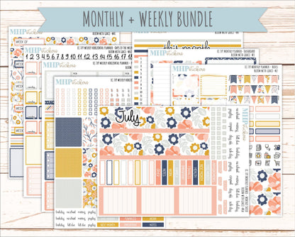 JULY Weekly Horizontal Planning Kit for 7x9 Erin Condren Planners. 2026 Collection "Blomom with Grace" || ECWH