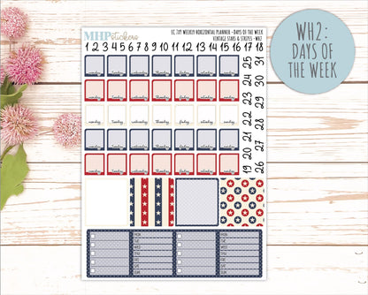 JULY Weekly Horizontal Planning Kit for 7x9 Erin Condren Planners. 2026 Collection "Vintage Stars & Stripes " || ECWH