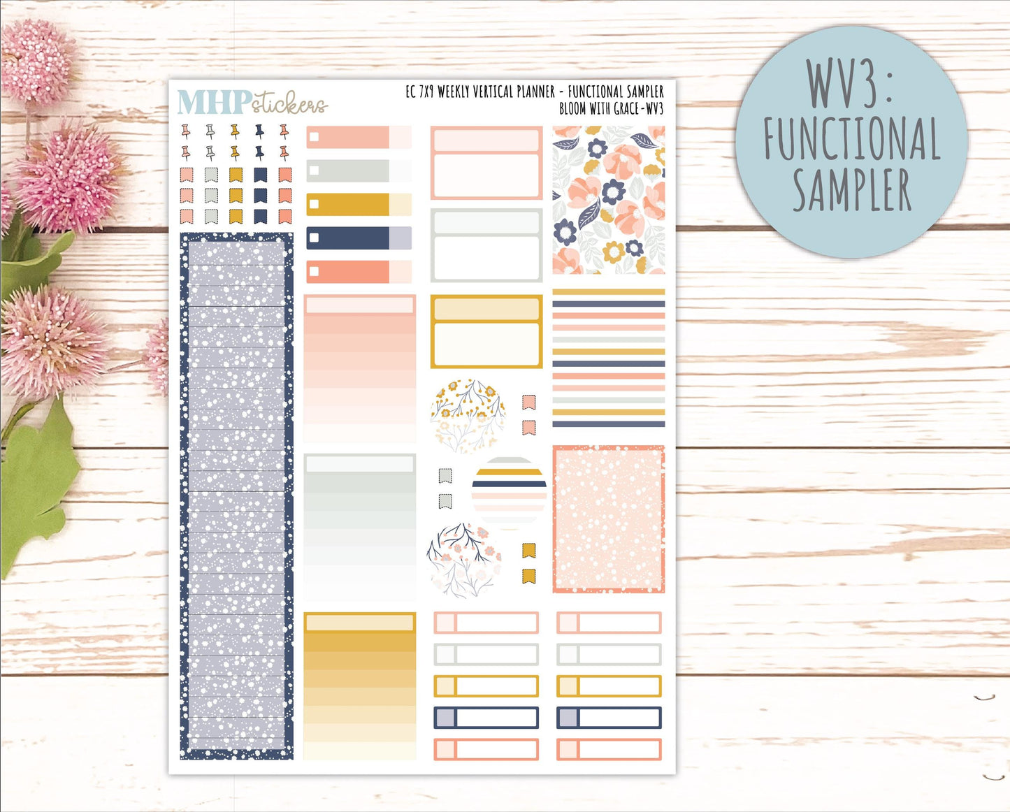 JULY Weekly Vertical Kits for 7x9 Erin Condren Planners. 2026 Collection "Bloom with Grace" || ECWV