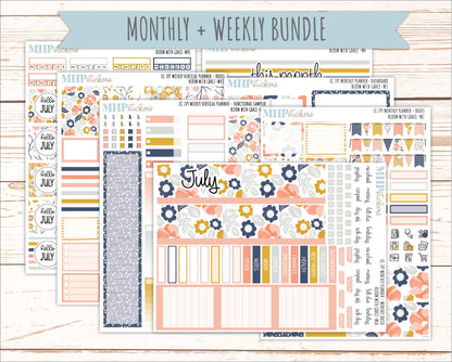 JULY Weekly Vertical Kits for 7x9 Erin Condren Planners. 2026 Collection "Bloom with Grace" || ECWV