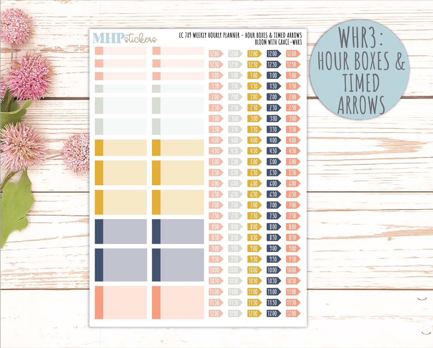 JULY Weekly Hourly Planning Kits for 7x9 Erin Condren Planners. 2026 Collection "Bloom with Grace" || ECWHR