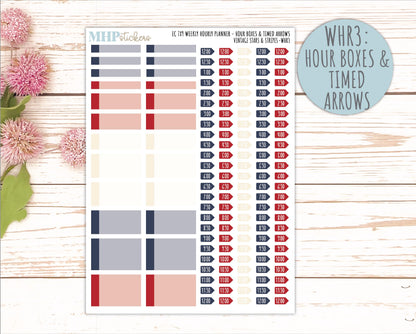 JULY Weekly Hourly Planning Kits for 7x9 Erin Condren Planners. 2026 Collection "Vintage Stars & stripes" || ECWHR