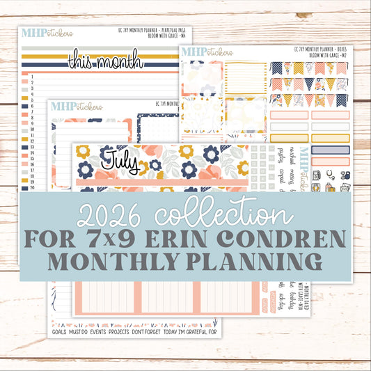 JULY Monthly Kit for 7x9 Erin Condren Planners. 2026 Collection "Bloom with Grace" || ECM