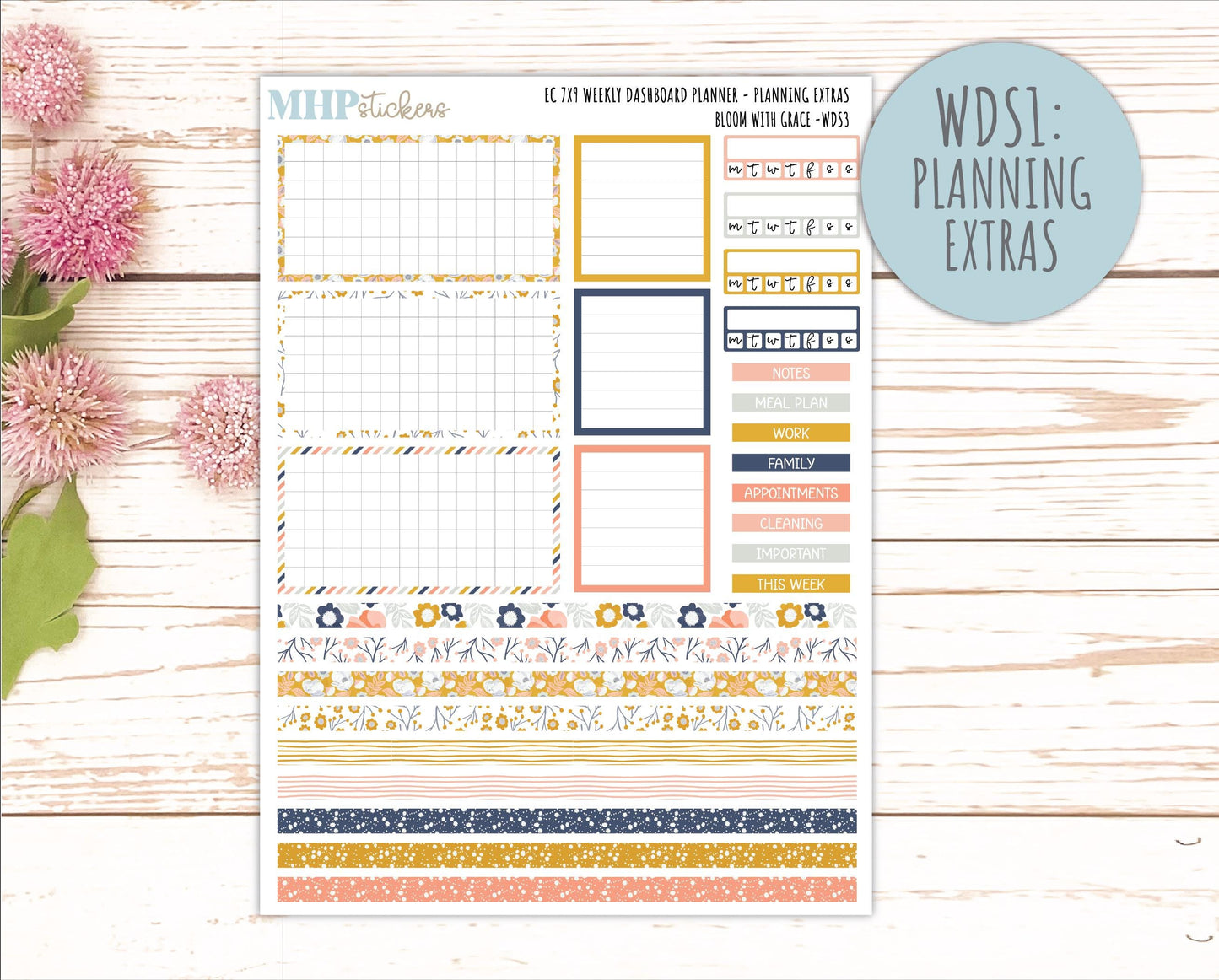 JULY Weekly Dashboard Kit for 7x9 Erin Condren Planners. 2026 Collection "Bloom with Grace" || ECWDS