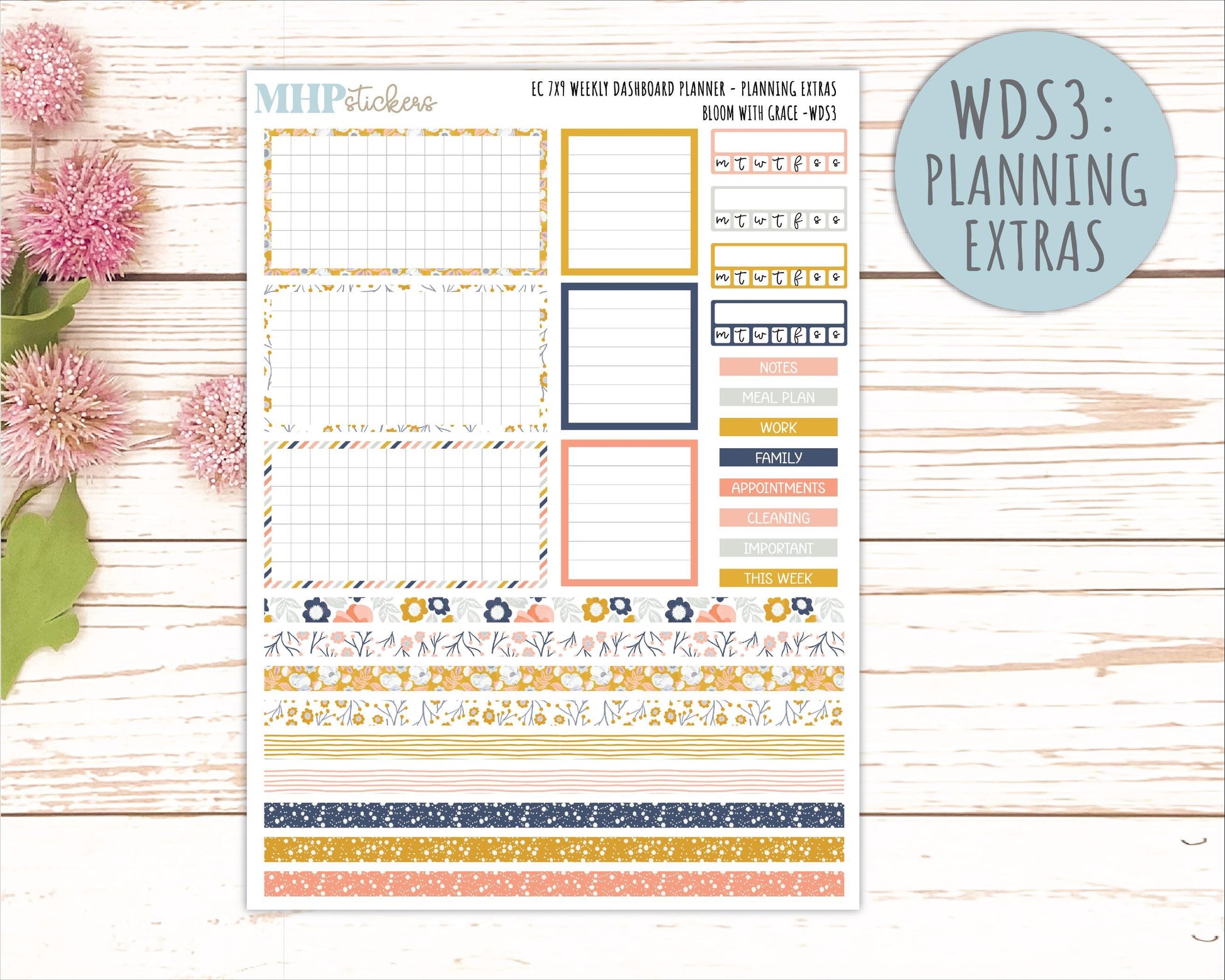 JULY Daily Duo Sticker Kit for 7x9 Erin Condren Planners. 2026 Collection "Bloom with Grace" || ECDD