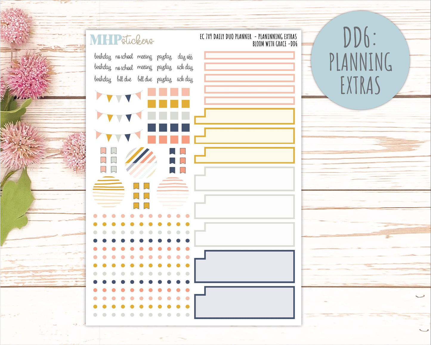 JULY Daily Duo Sticker Kit for 7x9 Erin Condren Planners. 2026 Collection "Bloom with Grace" || ECDD