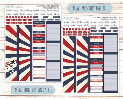 JULY Monthly Kit for 7x9 Erin Condren Planners. 2026 Collection "Vintage Stars & Stripes" || ECM