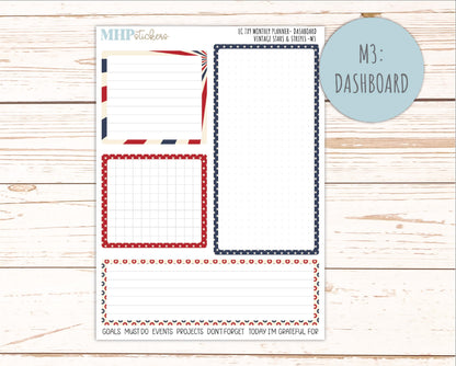JULY Monthly Kit for 7x9 Erin Condren Planners. 2026 Collection "Vintage Stars & Stripes" || ECM