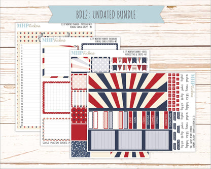 JULY Monthly Kit for 7x9 Erin Condren Planners. 2026 Collection "Vintage Stars & Stripes" || ECM