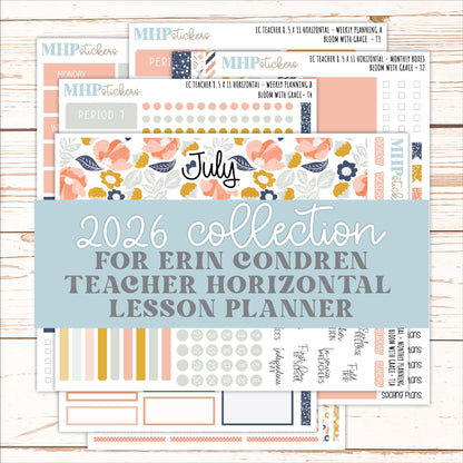 JULY Stickers for EC Teacher Lesson Planner - Horizontal Layout. 2026 Collection "Bloom with Grace" || ECTH