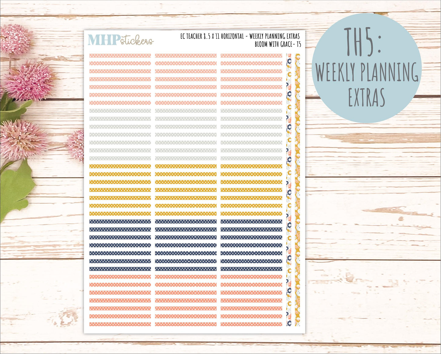 JULY Stickers for EC Teacher Lesson Planner - Horizontal Layout. 2026 Collection "Bloom with Grace" || ECTH