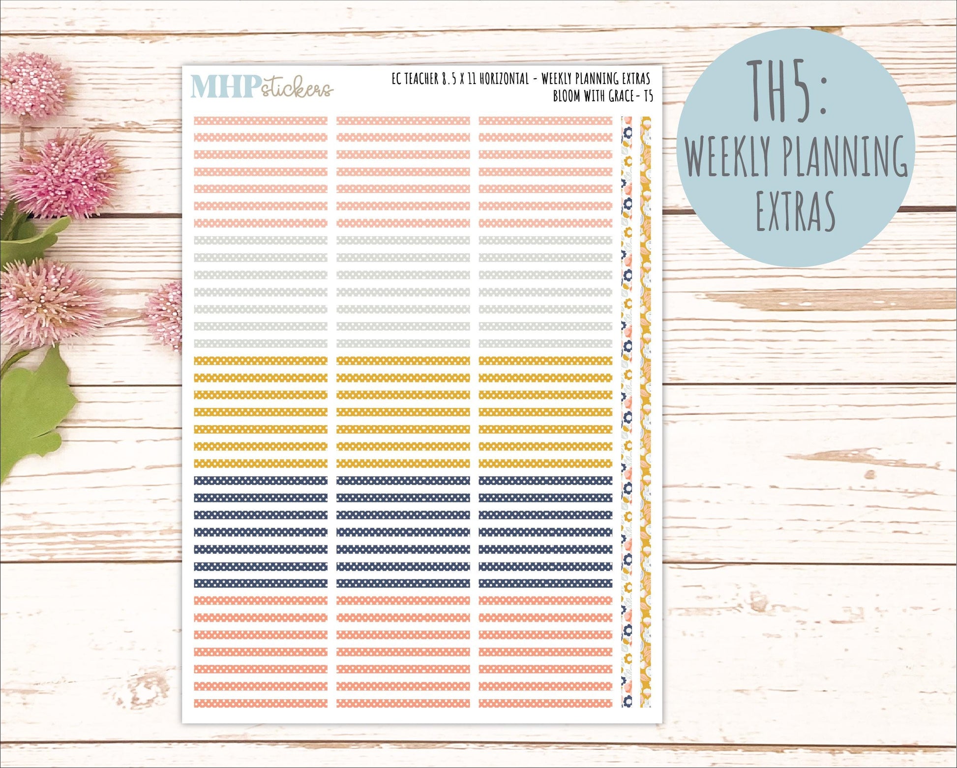 JULY Stickers for EC Teacher Lesson Planner - Horizontal Layout. 2026 Collection "Bloom with Grace" || ECTH