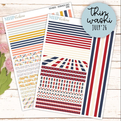 Thin Washi for Laurel Denise Planners. Planner Stickers JULY '26 || LD406