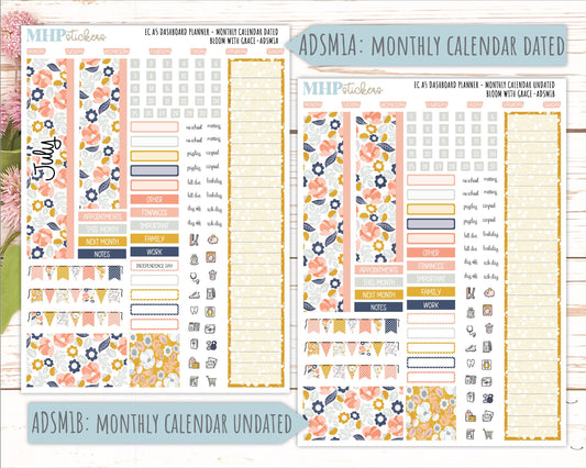 JULY Monthly Kit for A5 Erin Condren Dashboard Planners. 2026 Collection "Bloom with Grace" || ECADS