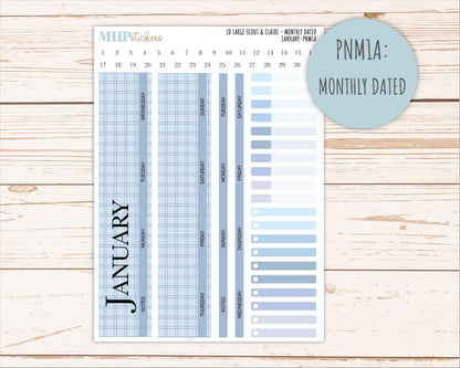 JANUARY Neutral Color Stickers for the Large Scout & Claire Laurel Denise Planners || PTN26