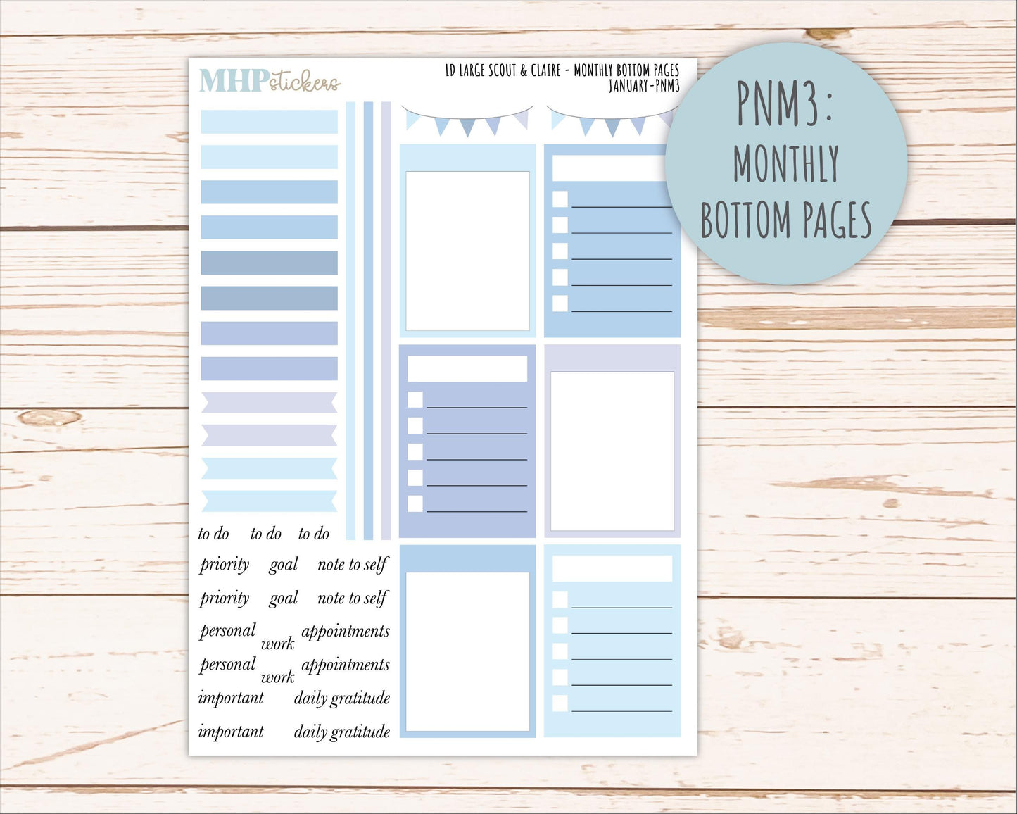 JANUARY Neutral Color Stickers for the Large Scout & Claire Laurel Denise Planners || PTN26
