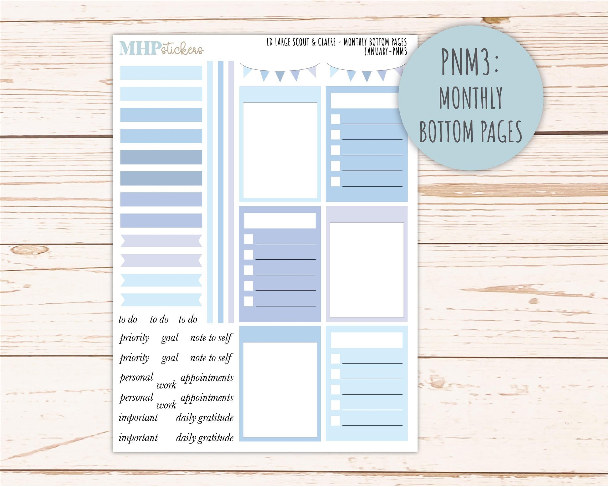 JANUARY Neutral Color Stickers for the Large Scout & Claire Laurel Denise Planners || PTN26